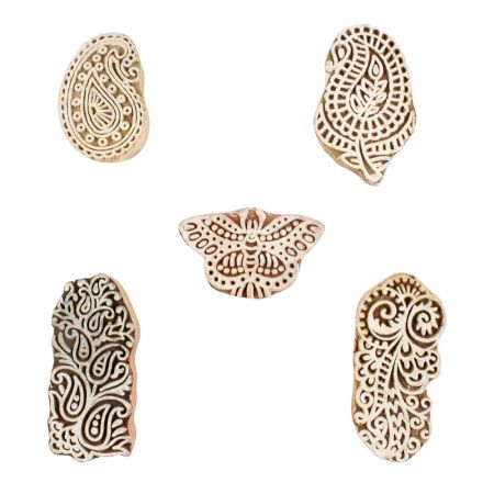 Set of 5 Piece New Mix Wooden Printing Blocks